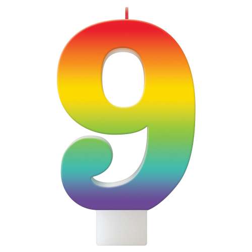 Rainbow Number Candle - No 9 - Click Image to Close
